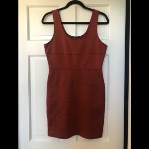 Burnt Orange scoop neck body con dress